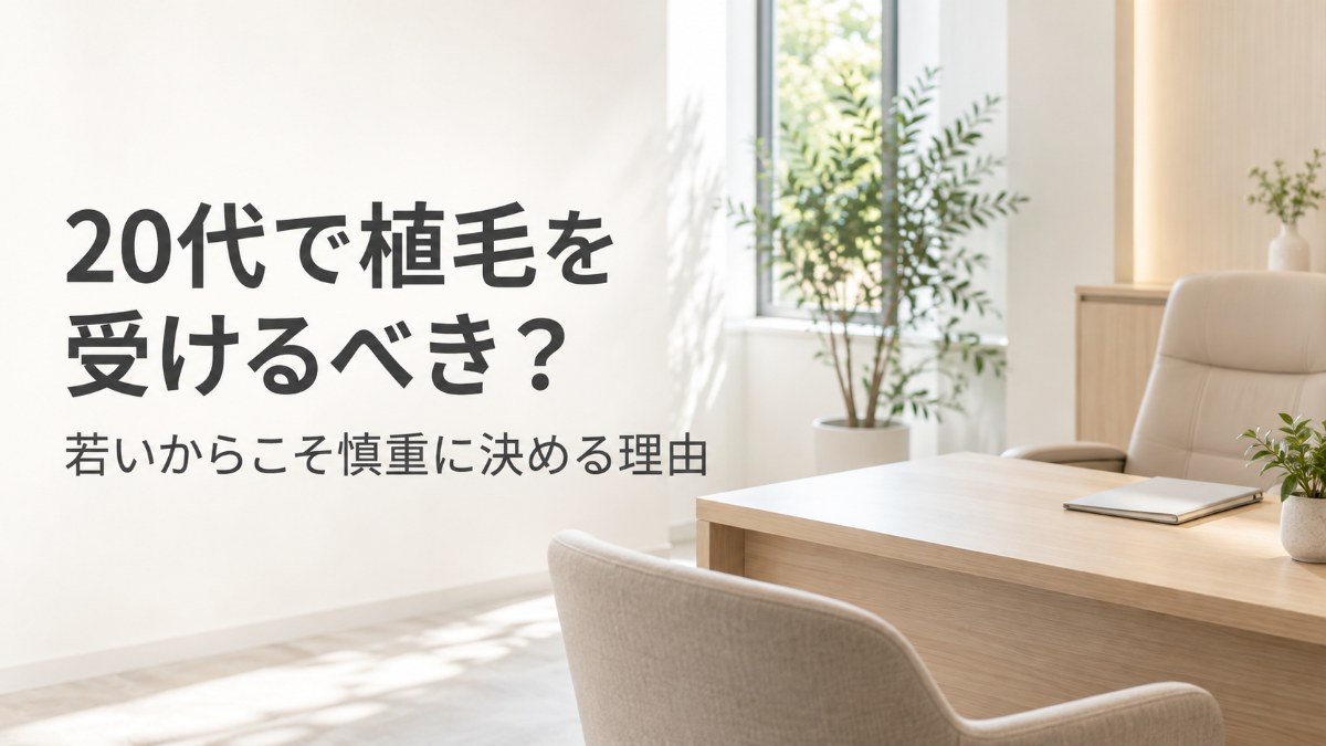 20代の植毛について相談する清潔なクリニックのイメージ画像（見出し：20代で植毛を受けるべき？）
